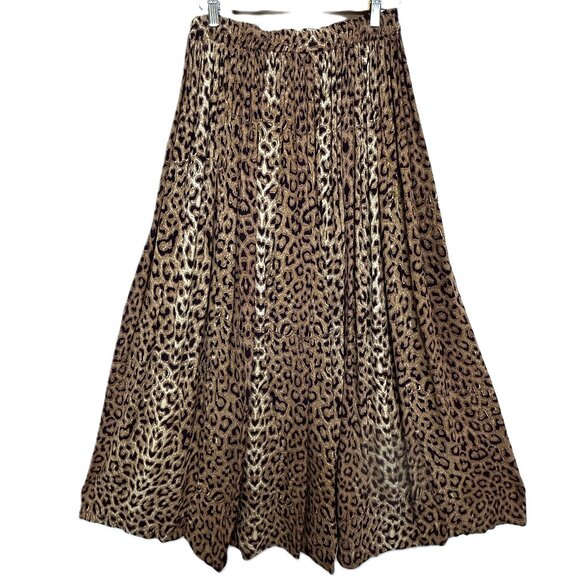 The Avenue Y2K Leopard Print Boho Crinkle Skirt VTG - Picture 1 of 6